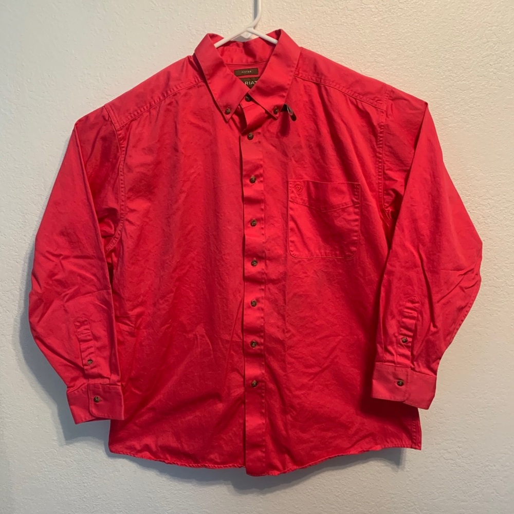 Ariat XXL PINK FITTED BUTTON UP SHIRT (stained)